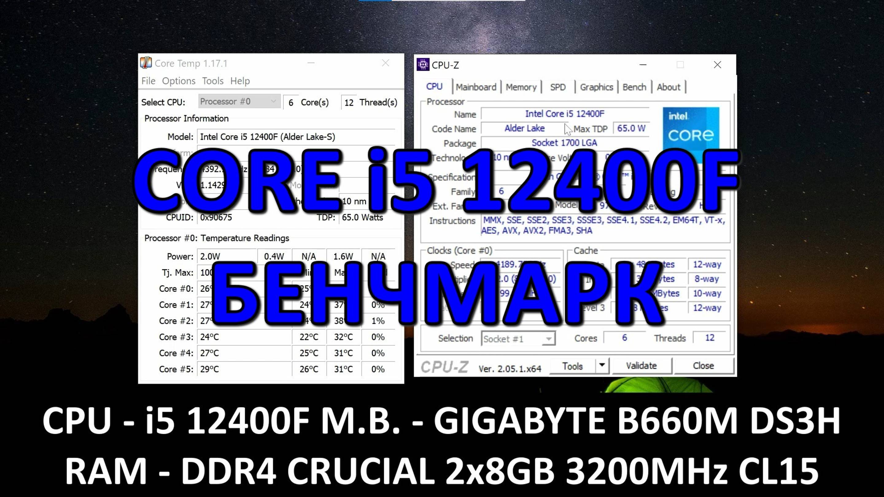 i5 12400F в CPU-Z GIGABYTE B660M DS3H DDR4