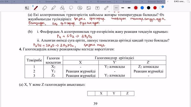 9 сынып | Химия | 3-тоқсан |  БЖБ-1 | 17,16,15,14-топ элементтері