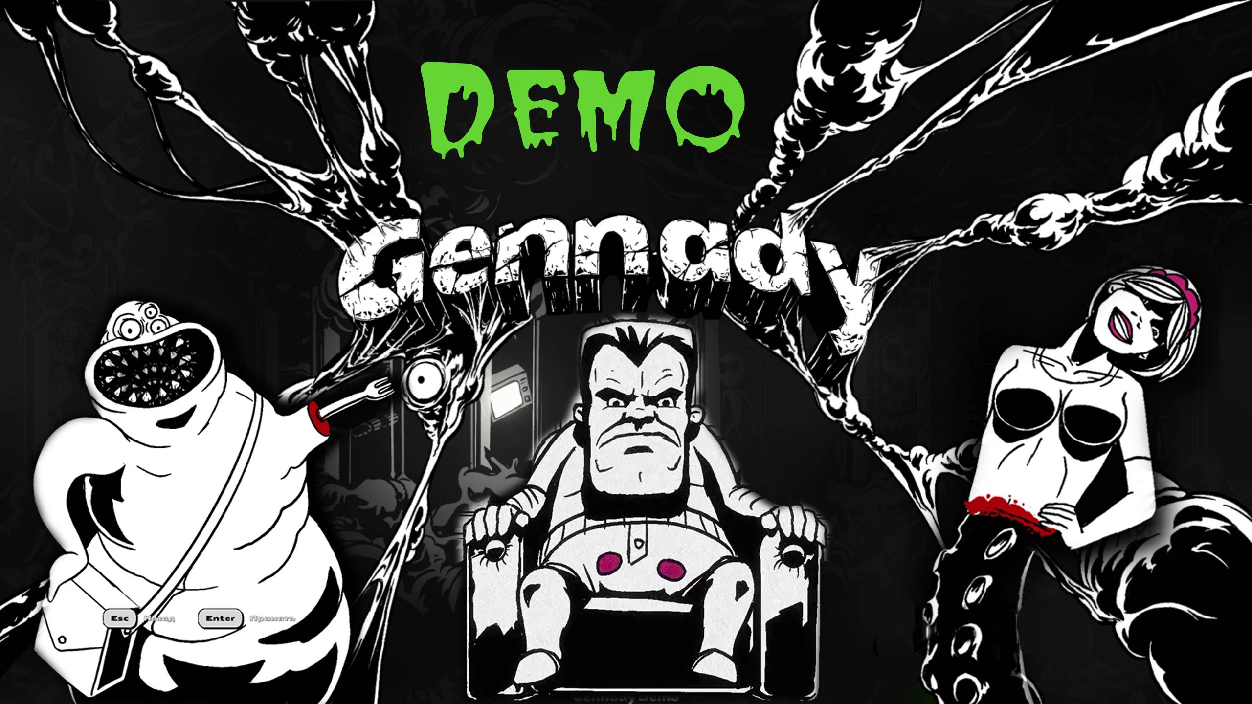 Gennady. Платформер. Мужик в трусах в горошек не то гоняет инопланетян, не то поймал белку.