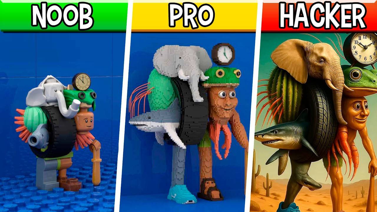 LEGO Итальянский Мем Брейнрот: ФИНАЛЬНЫЙ БОСС — НУБ, ПРО, ХАКЕР! / (Мем с Итальянскими Животными)