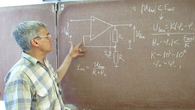 Лекция 54. Усилитель неинвертирующего типа на операционном усилителе.
