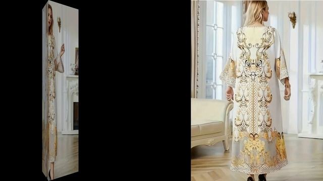 Платье-кафтан с цветочным принтом, элегантное свободн