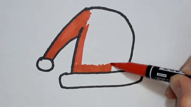 How to draw a Santa Claus hat for kids / Как нарисовать шапку Деда Мороз