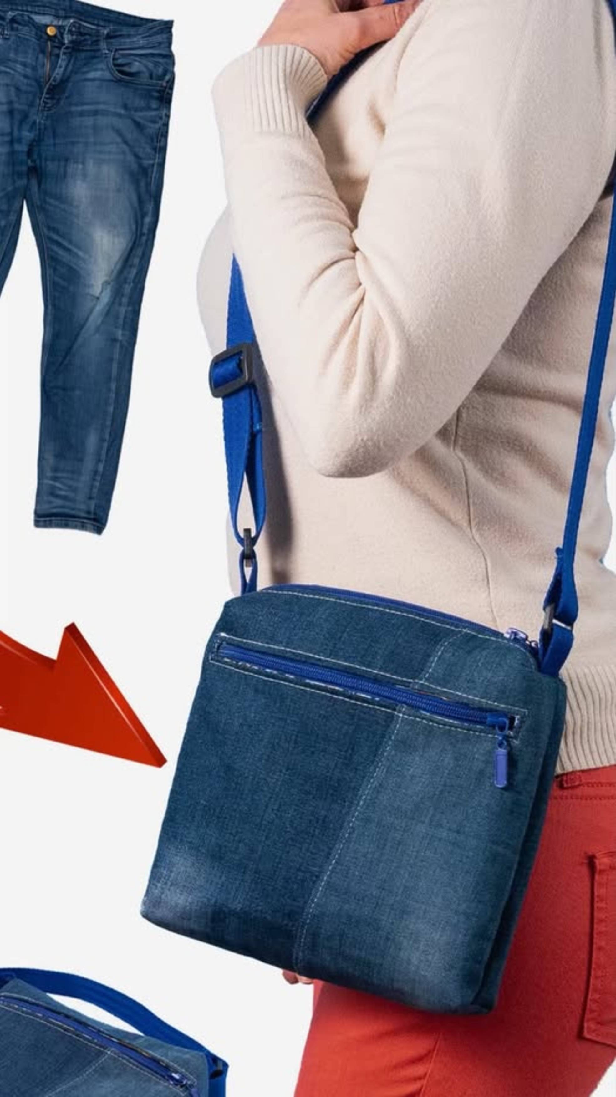 Сумка через плечо из старых джинсов — легко! 👜✂️