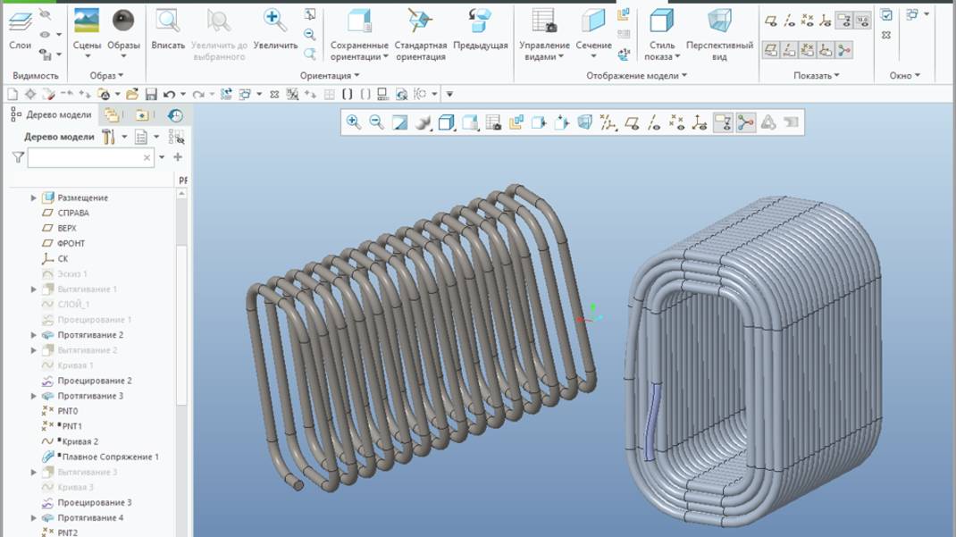 Creo Parametric. Прямоугольная пружина и проволочная катушка