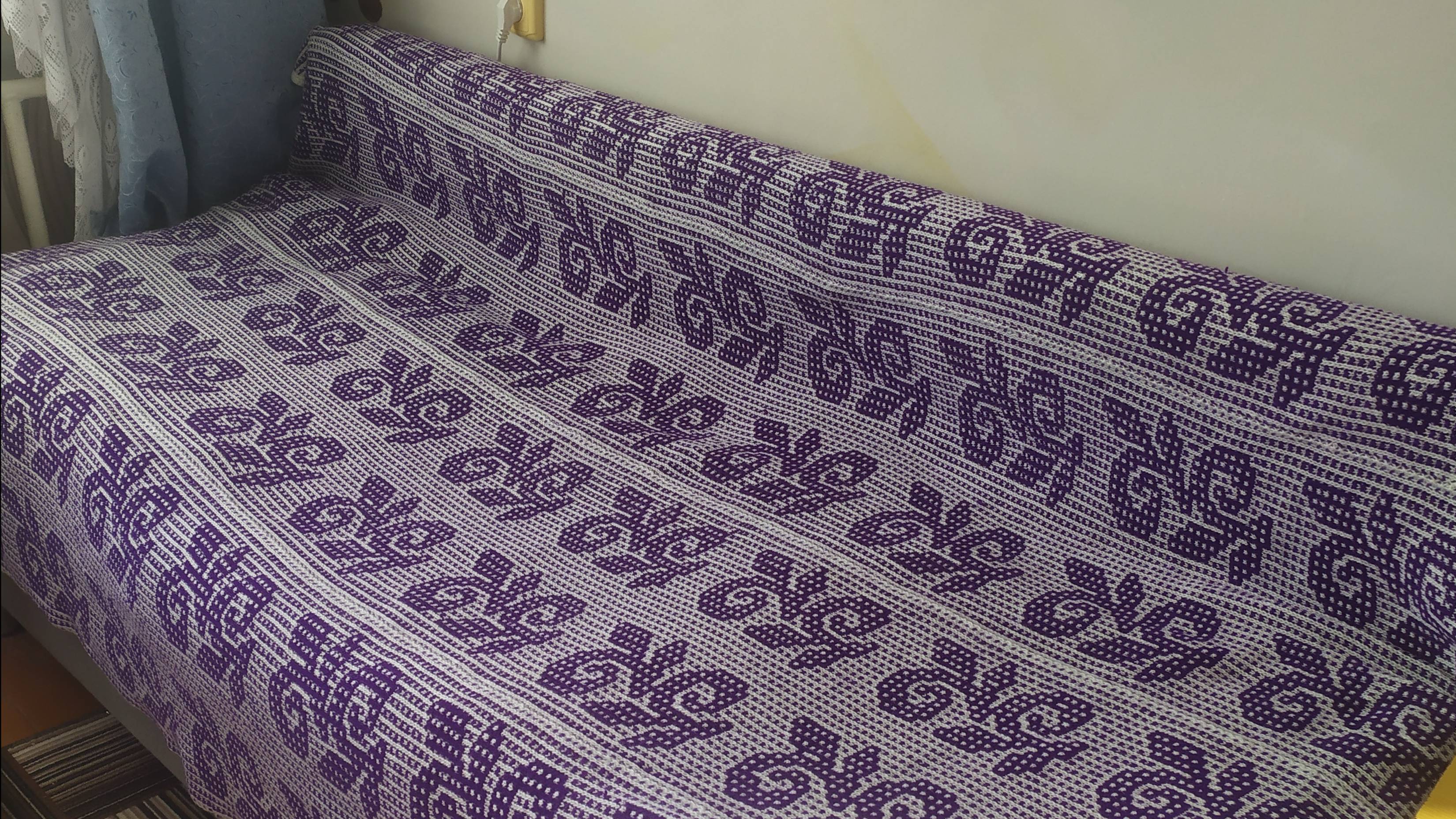 ПЛЕД ЛЕНИВЫМ ЖАККАРДОМ НА МАШИНЕ.