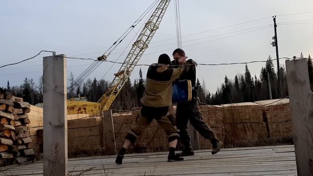 Тренировка на лапах (без перчаток).