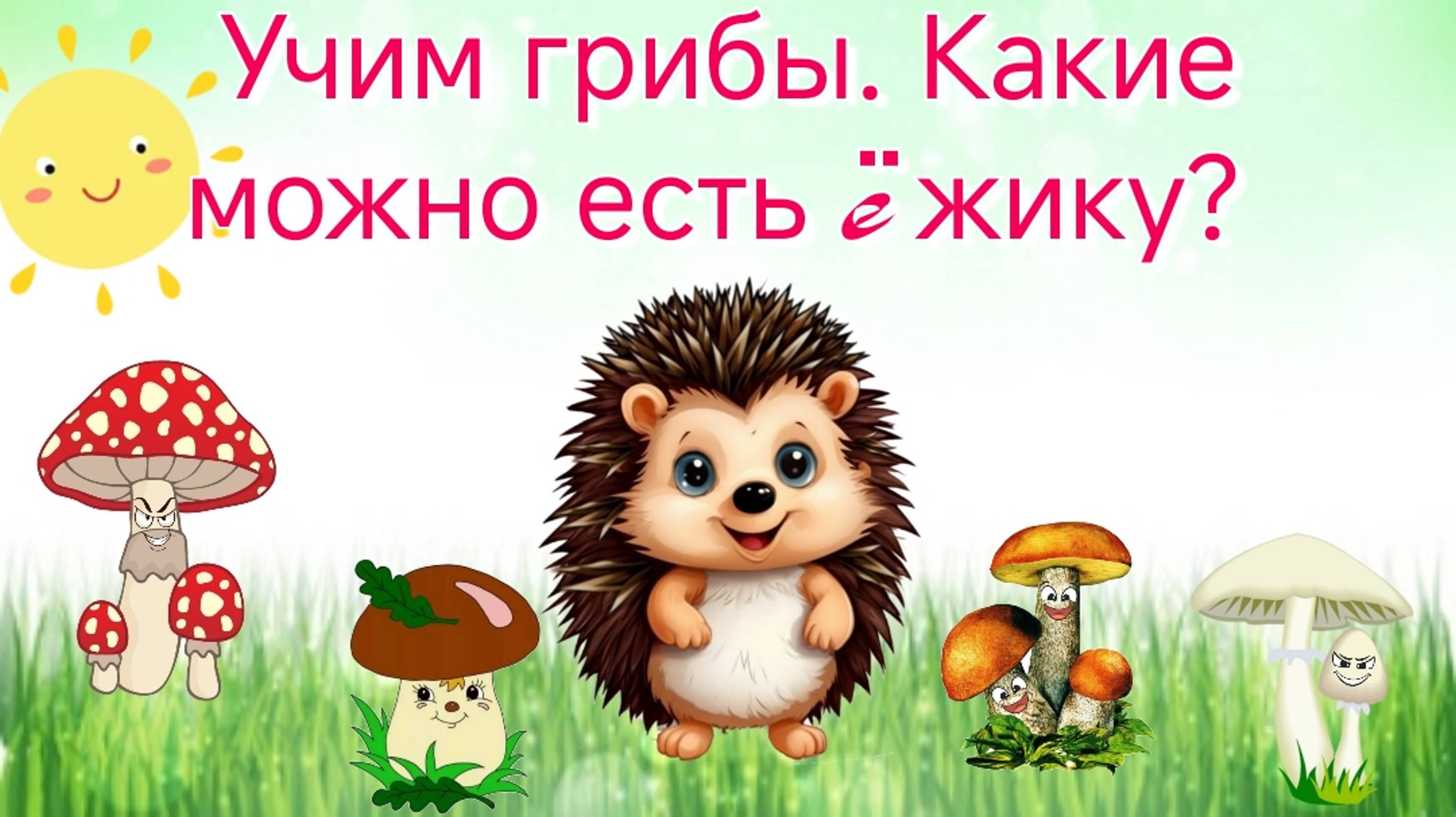 Учим грибы. Грибы для детей с ежиком. Обучающий развивающий мультфильм