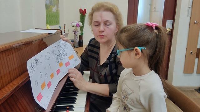 Самые первые песенки для фортепиано "Слон" и "Медведь". Амира, 4 года
