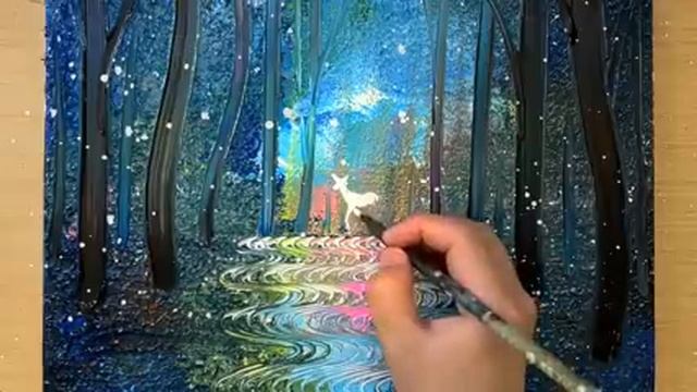 Как нарисовать белого оленя в лесу