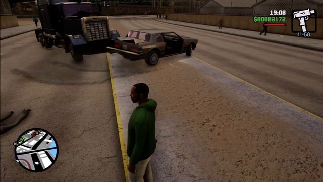 GTA SA. Пробка с тупыми водителями