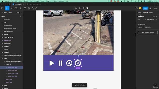 6_108. How to make a play pause button for video in Figma