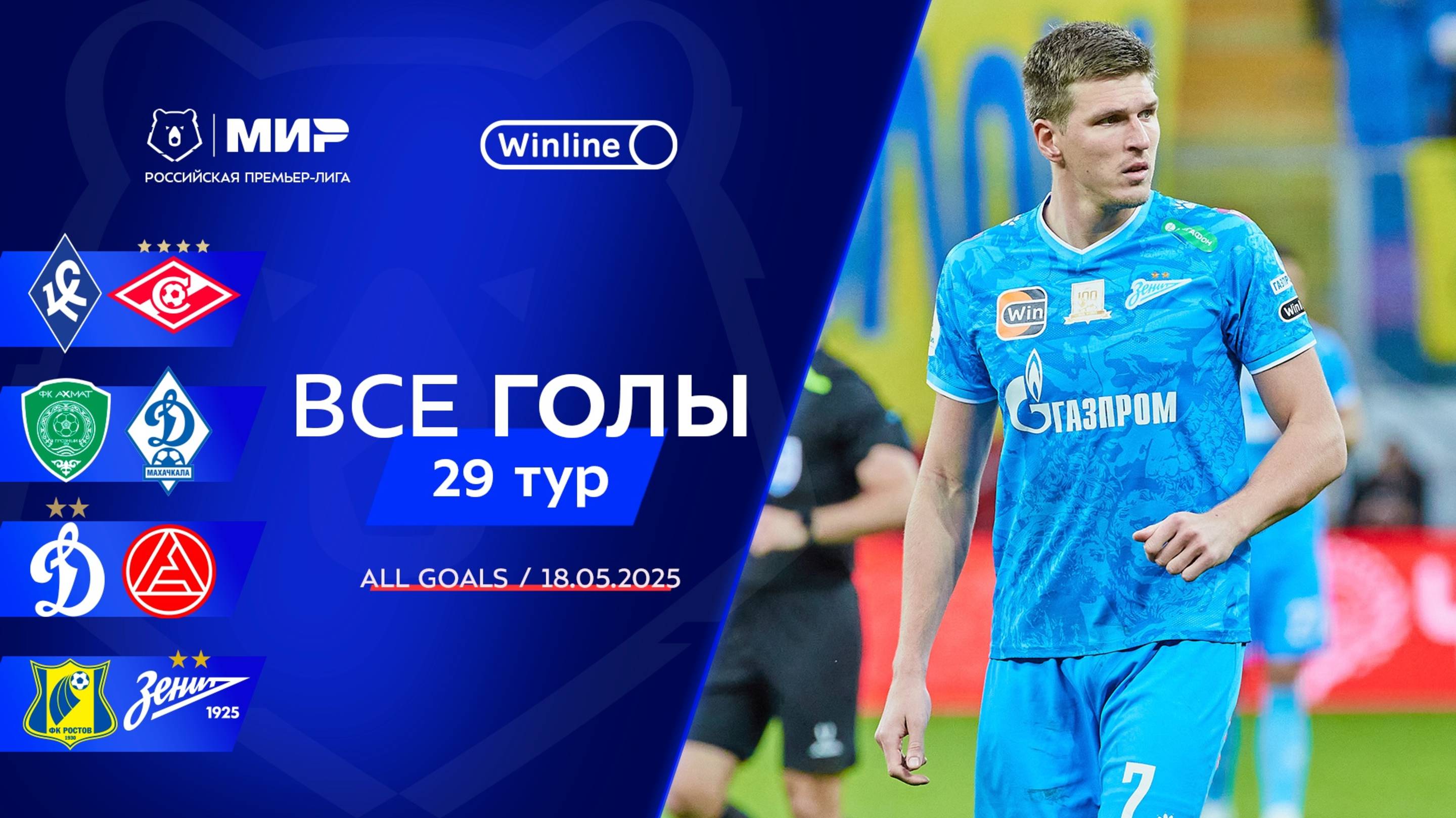 Все голы 18.05.2025 | 29 тур Мир РПЛ 2024/25