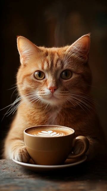 😻 "Котик и капучино: утро с мурчанием!" ☕
