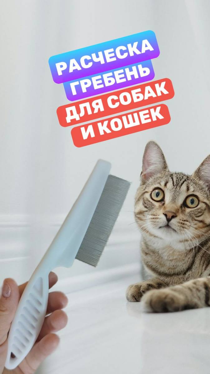 Расчёска гребень с мелкими зубчиками для ухода за шерстью животных