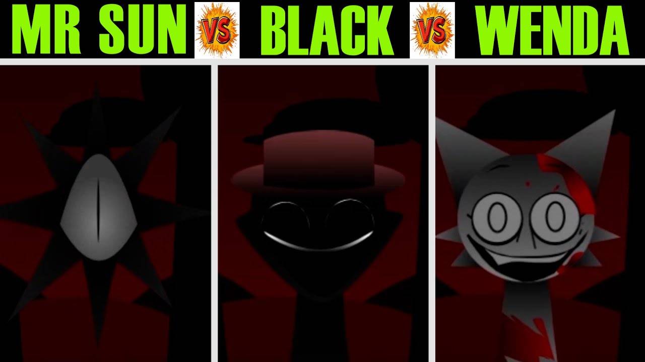 Невероятный Sprunki Definitive, но смешайте MR Sun против Wenda vs Black во всех фазах разных