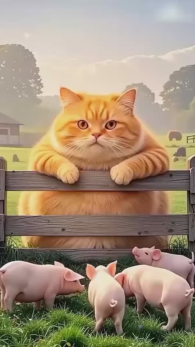 Котик "нашел" поросенка