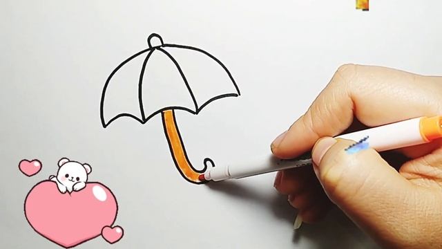 Bolalar uchun soyabon rasm chizish Draw an umbrella for kids Pисование зонт для де