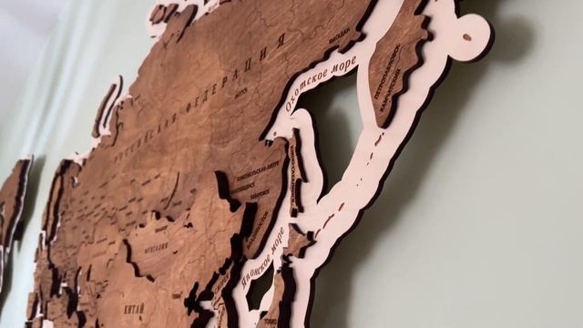 Большая карта мира из дерева, 3 на 1,5 метра!