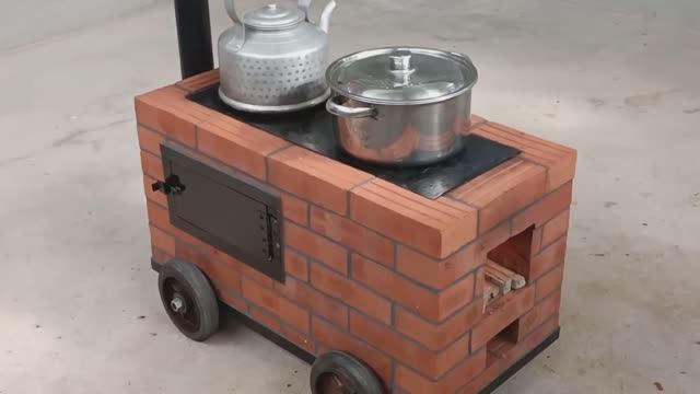 Прекрасная ДВОРОВАЯ ПЕЧКА С ДУХОВКОЙ для Дома Дачи САМА ГОТОВИТ