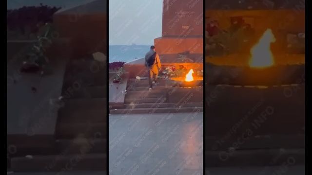 🤬В Одессе молодые бандеровцы собрали все цветы, которые были принесены 9 мая на Аллею Славы к па...