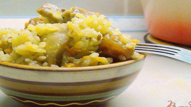 Курица с рИсом, алычой и барбарИсом. По мотивам блюда плов с курицей.