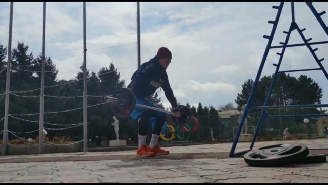 Тренировка метание копья , штанга ( рывок )