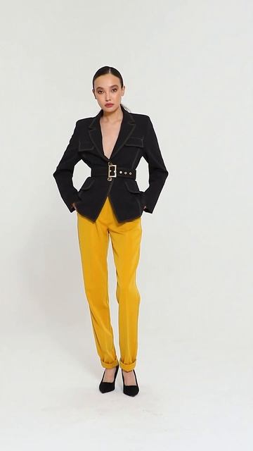 Брюки с высокой посадкой LO желтые Артикул: 1823201220