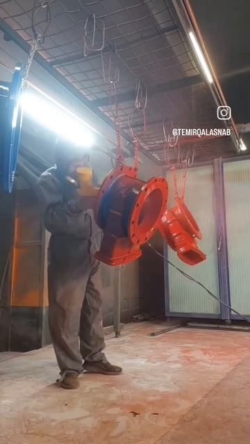 Порошковая покраска пожарных задвижек в красный глянец⚙️🔥