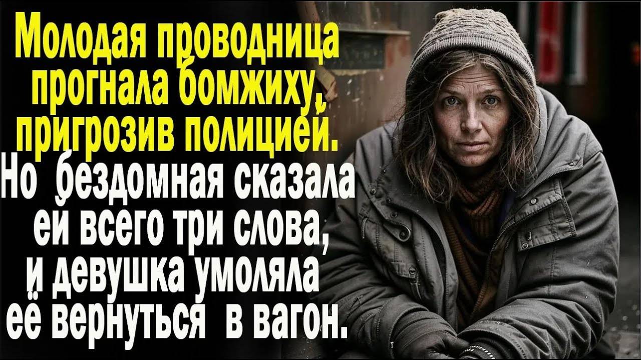 Молодая проводница прогнала бомжиху, Но когда бездомная сказала ей всего три слова