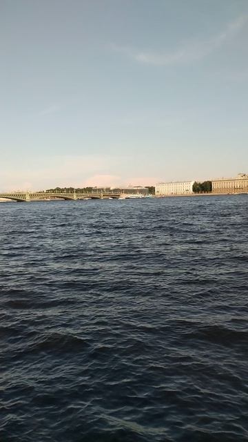 Нева в центре Петербурга. Вид от Петропавловской крепости. 25 июля 2024.