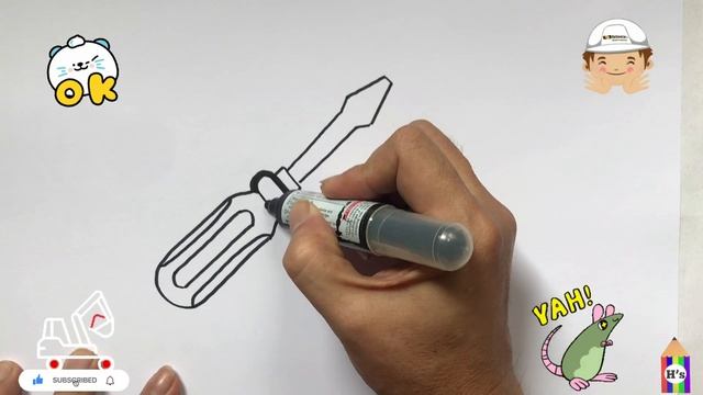 How To Draw a Cute Screwdriver | рисунок отвертка для детей | Bolalar uchun