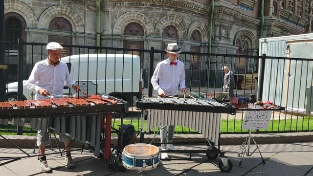 музыканты рядом с Храмом Спаса-на- Крови