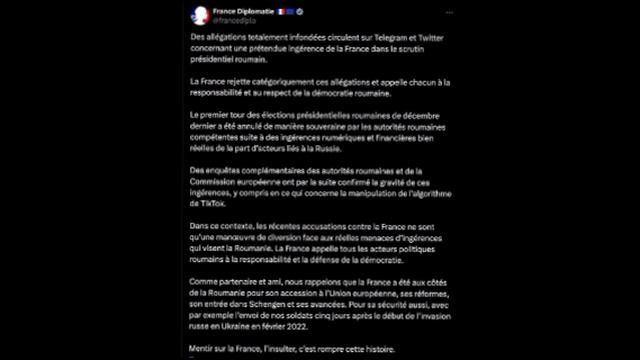 МИД Франции отреагировал на пост основателя Телеграм Павла Дурова, где тот обвинил «западноевропейск