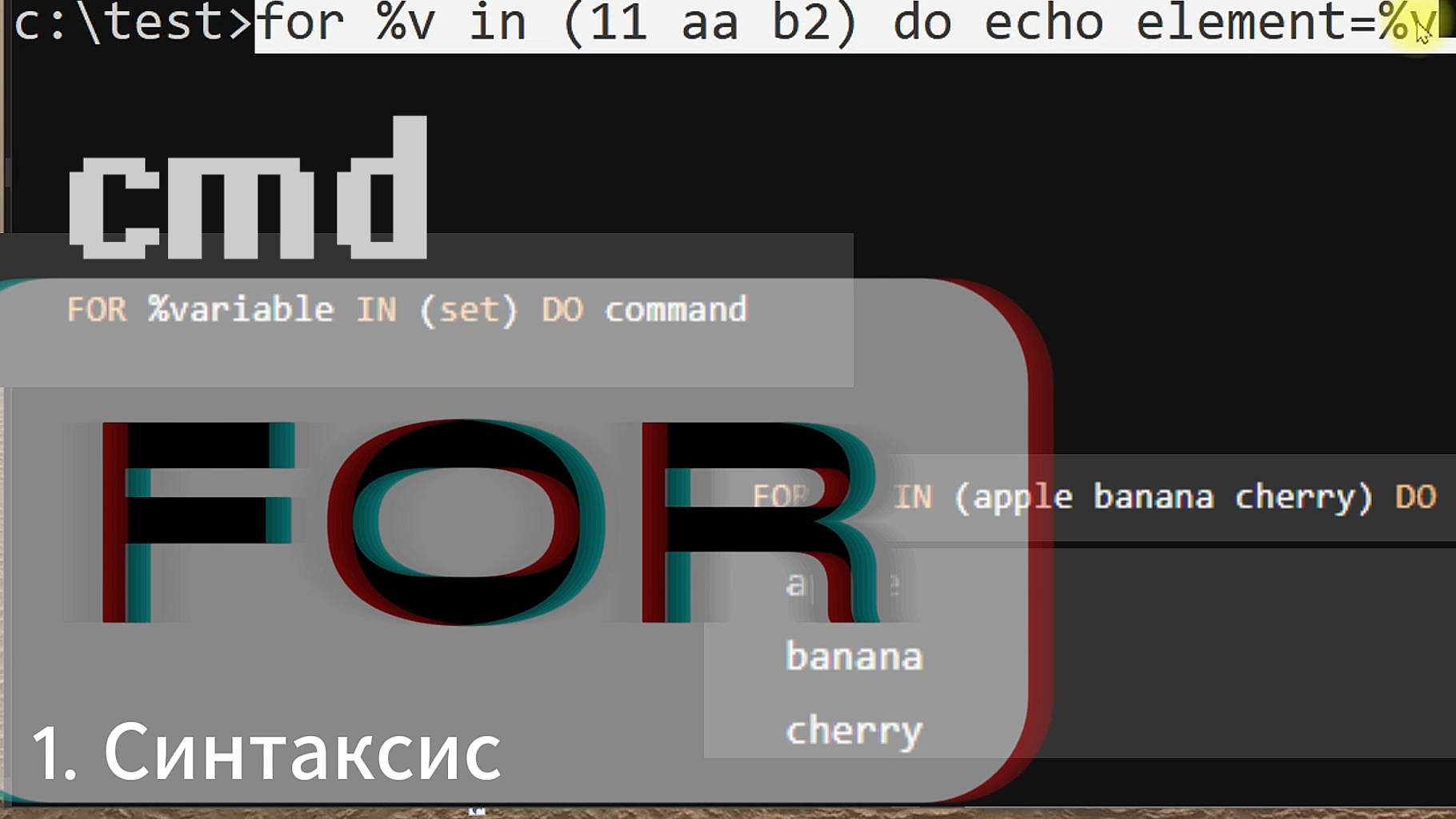 Команда for терминала Windows (cmd) Цикл