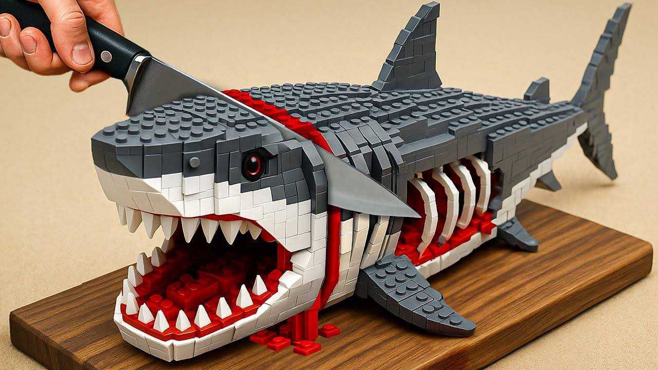 ОХОТА НА САМУЮ БОЛЬШУЮ И ВКУСНУЮ LEGO-акулу в реальной жизни |ГОТОВКА ЛЕГО + АСМР