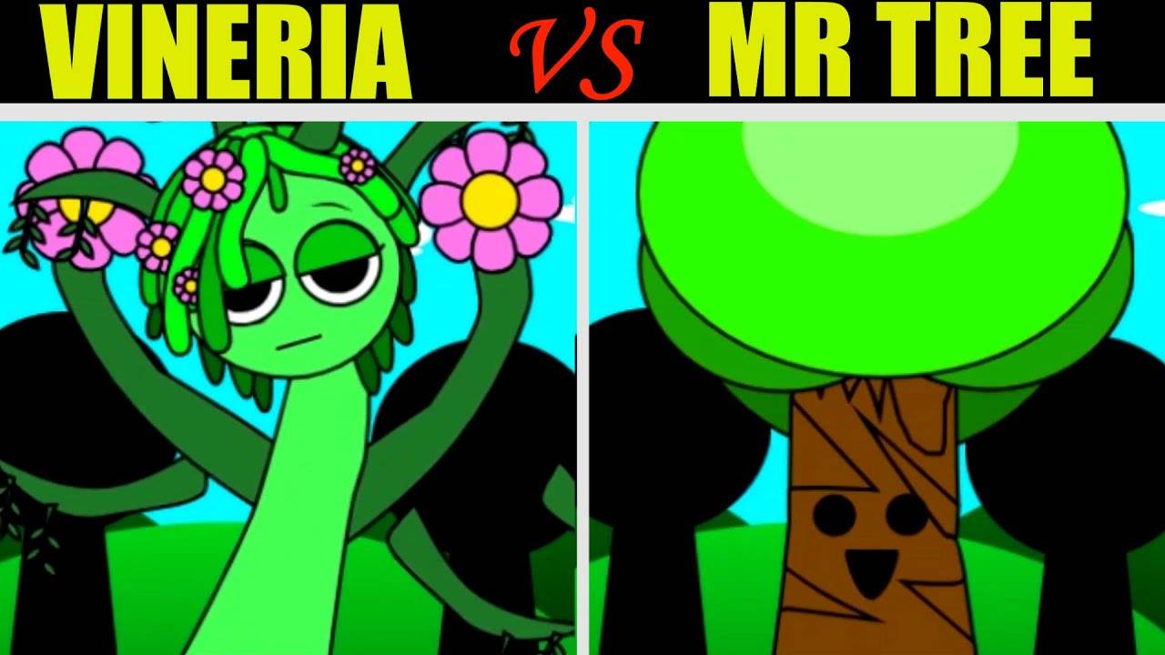 Невероятный Sprunki Definitive, но смешайте MR Tree vs Vineria (зеленый) во всех этапах