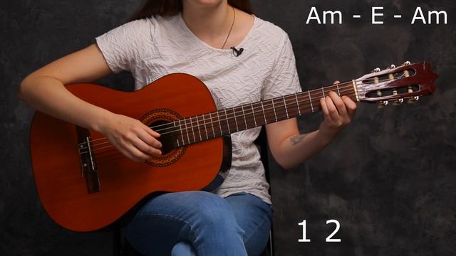 Курс игры на гитаре.Видео-тренажер Am E Am