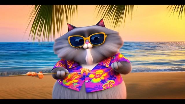 Мася отдыхая на море  пробует шашлыки из креветок