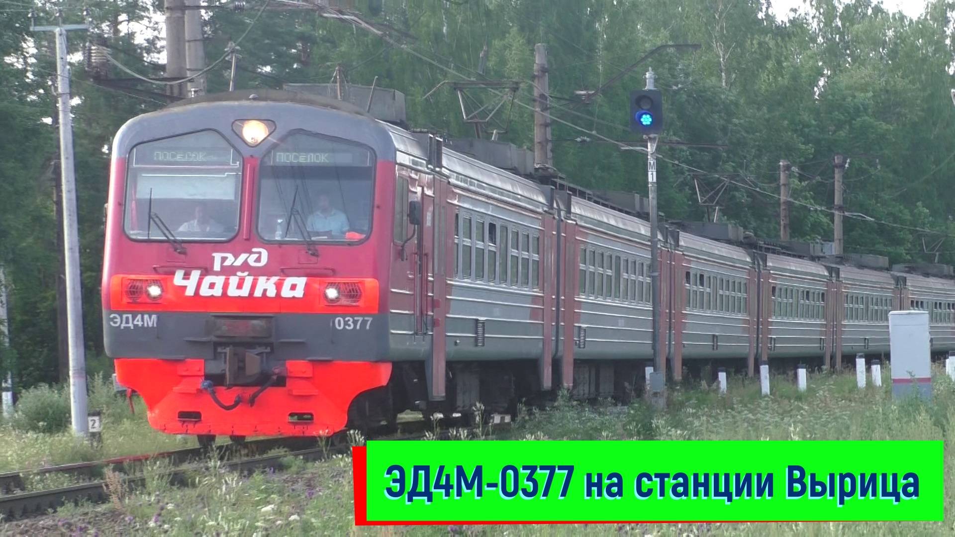 Электропоезд ЭД4М-0377 "Чайка" на станции Вырица