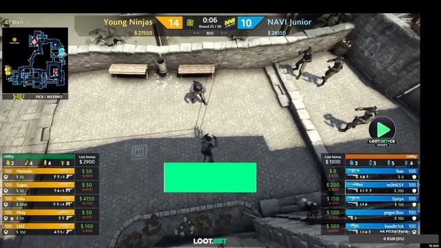 Прямая трансляция (RU) Young Ninjas vs NAVI Junior | LOOT.BET/CS Season 9