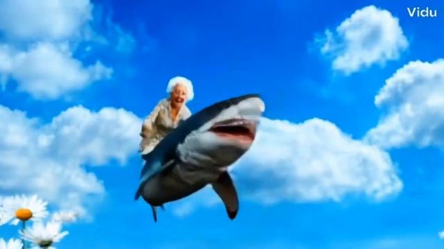 Бабушка летит на акуле) #ии #юмор #видео #топ #интересно?