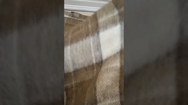 Плед натуральный шерстяной, крупная клетка, бежевый