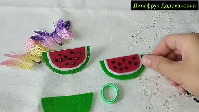 Заколчка  *АРБУЗ* из фетра.#diy #фетр #фрукты