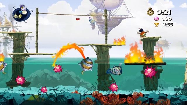 Прохождение Rayman Origins - Море прозорливости - Порт-Паник (на время) - Часть 83