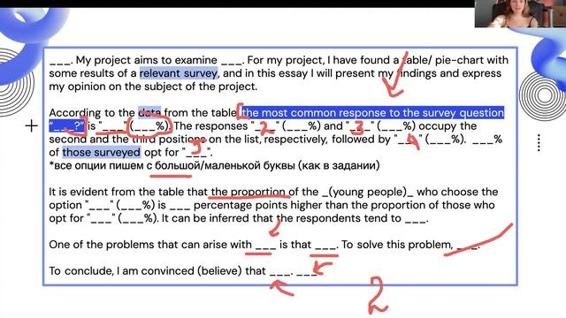 Writing part + придирки экспертов + новый шаблон