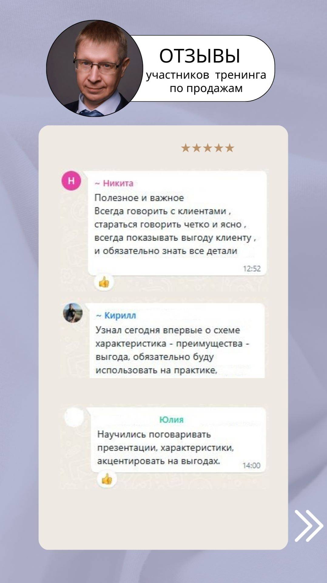 Отзывы о тренинге по продажам. Бизнес-тренер Красийчук Алексей.