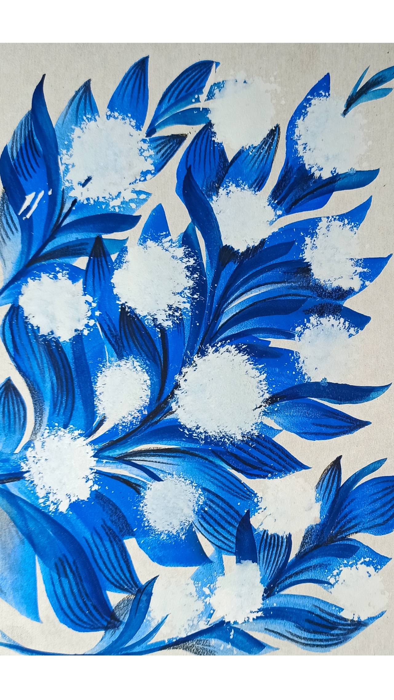 Роспись по мотивам народного творчества. Ультрамариновый букет.