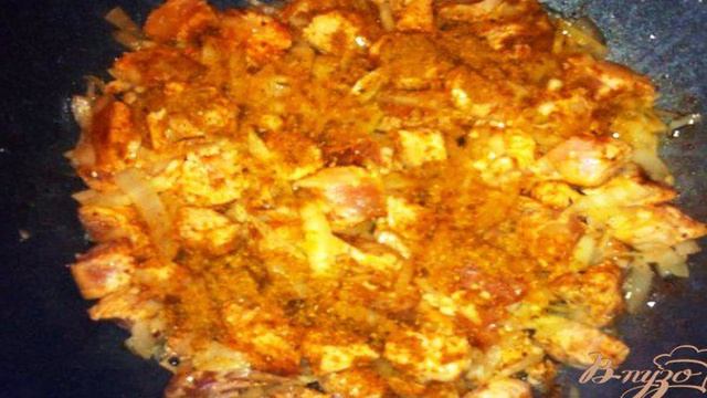 Индейка  с соусом  карри