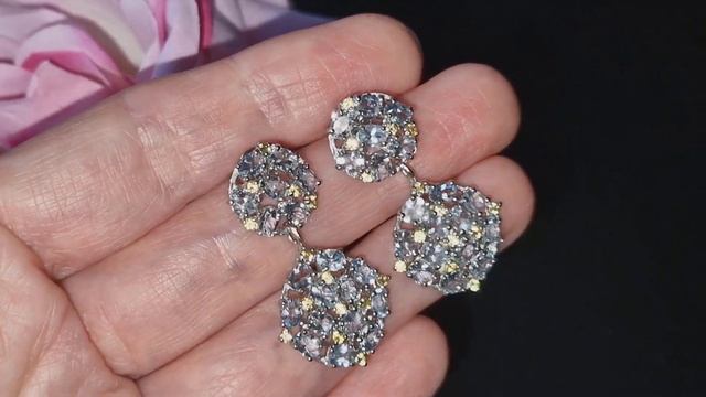 Серебряные серьги с аквамарином и жёлтыми сапфирами